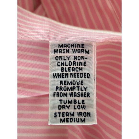 Ralph Lauren Shirt Men's Size 17.5 36/37 Tall Pink White Striped Button Front - Picture 9 of 12